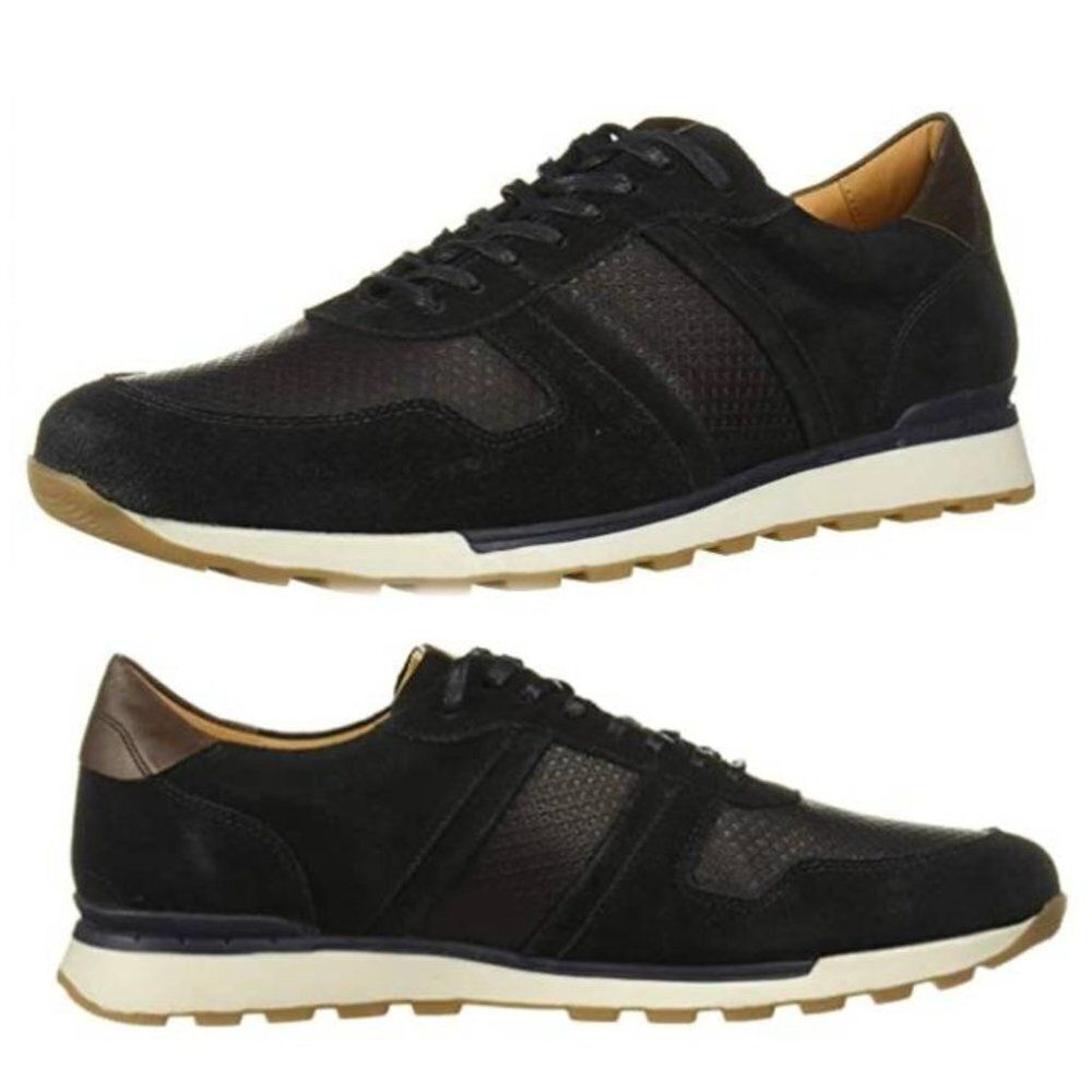 Driver Club USA Men's Leather Trainer Shoes Oxford Sneaker Black Size 12 $149